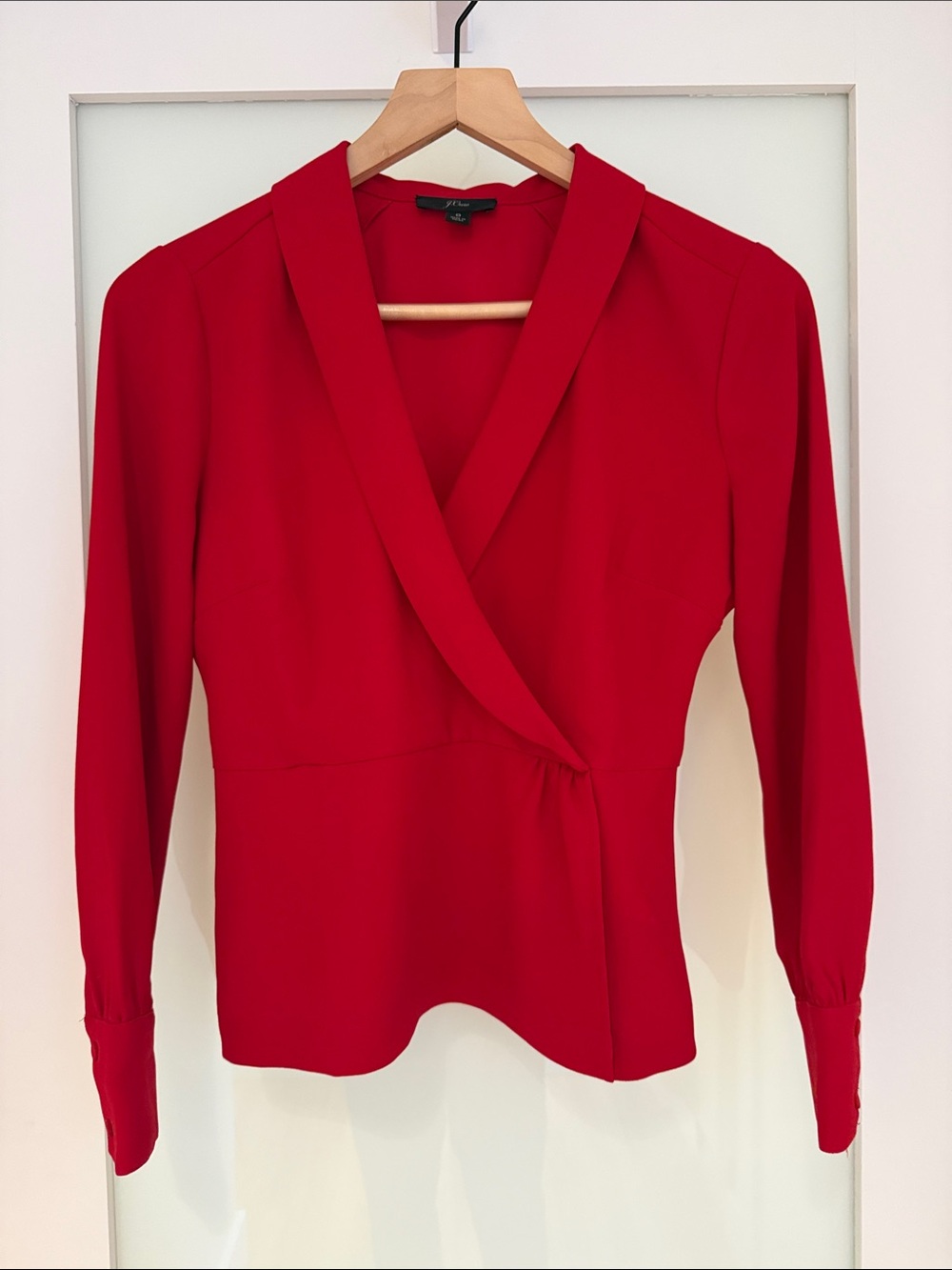 J.Crew Red Wrap-Style Blouse